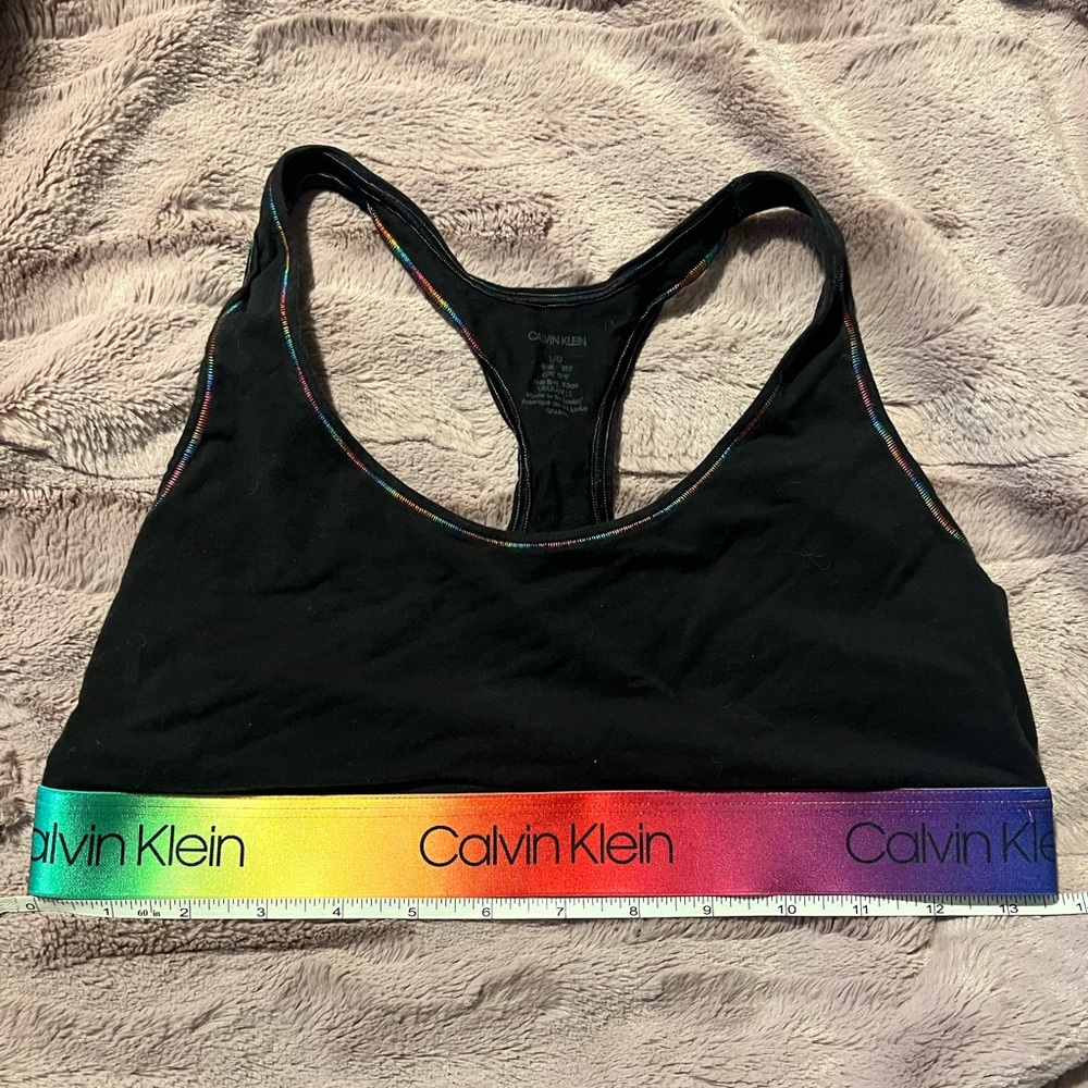Large thick rainbow band Calvin Klein sports bra
